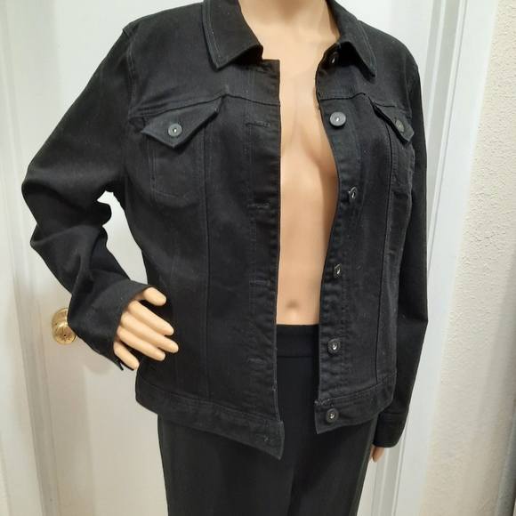 Style & Co Black Denim Birthday Girl Jacket Size L Large - Picture 2 of 12